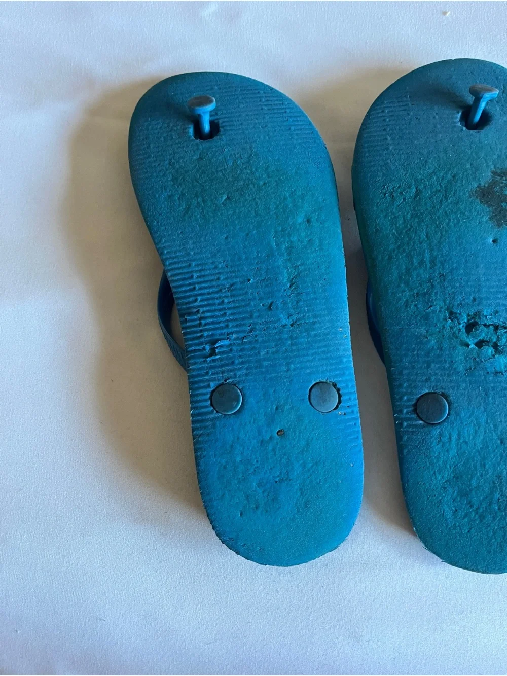 Blue Rubber Thong Flip Flop Sandals Unisex Casual Beach Shoes Approx Kids Size 5